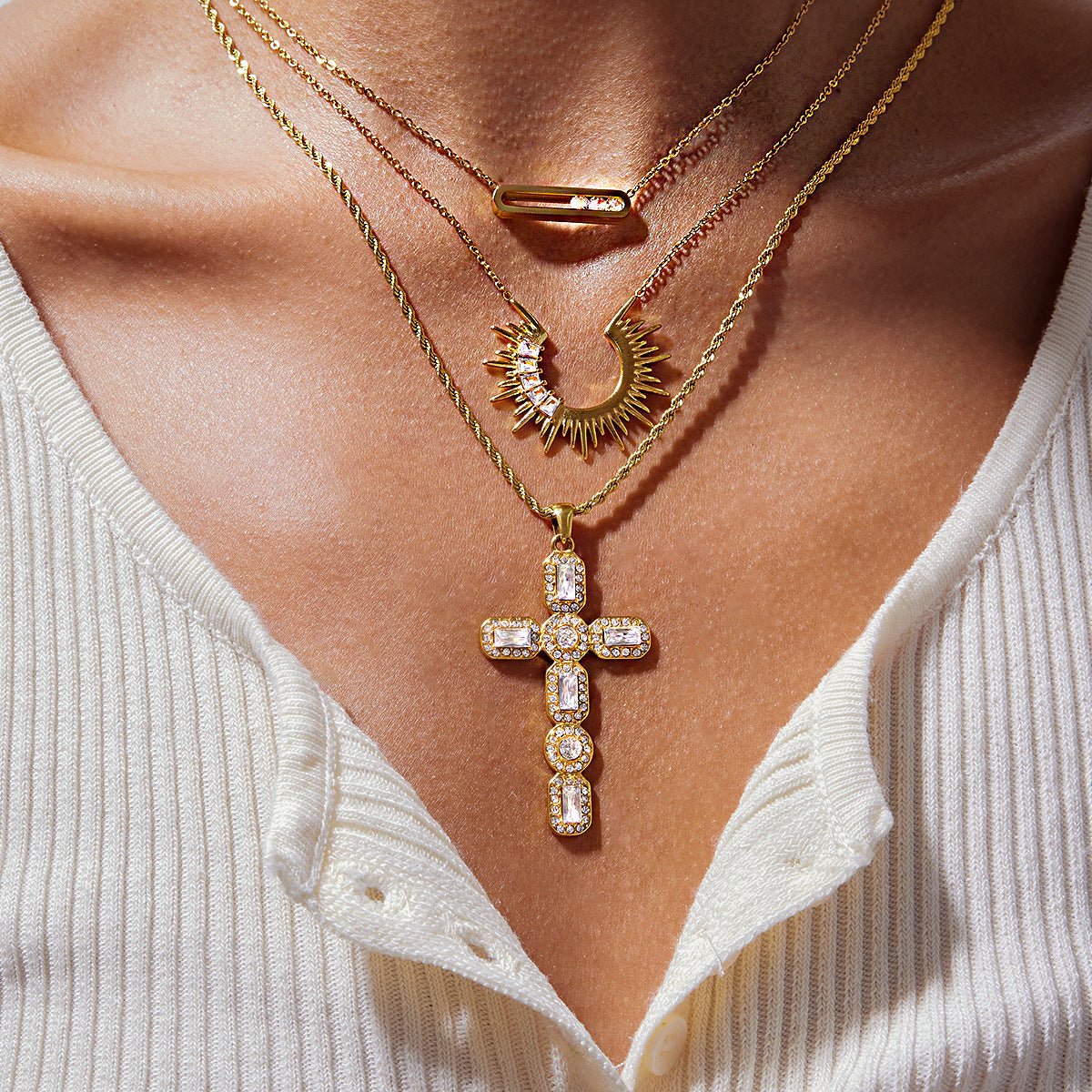 Titanium steel diamond necklace - Figgostyle