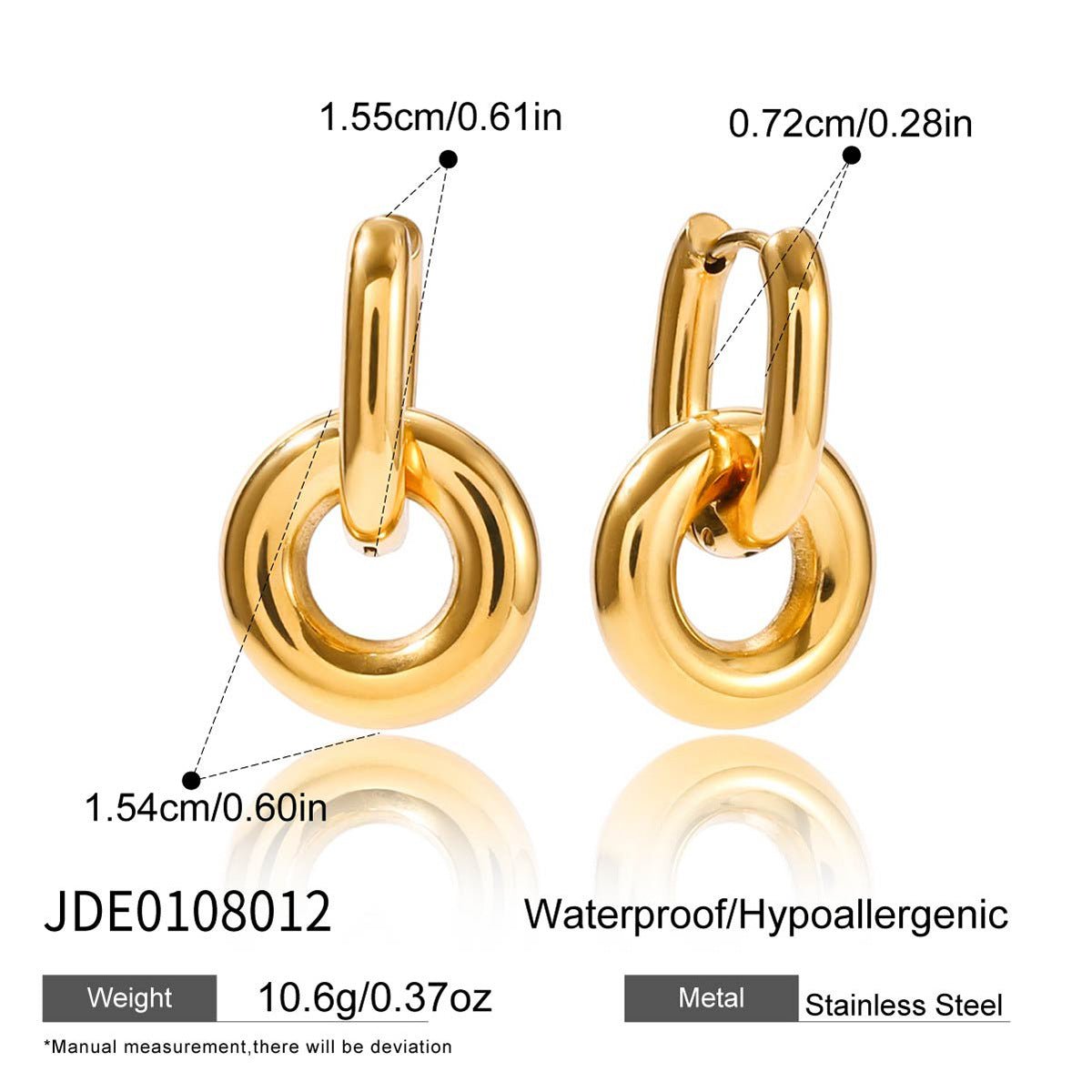 Titanium steel double hoop earrings, luxurious and high - end, colorfast earrings - Figgostyle