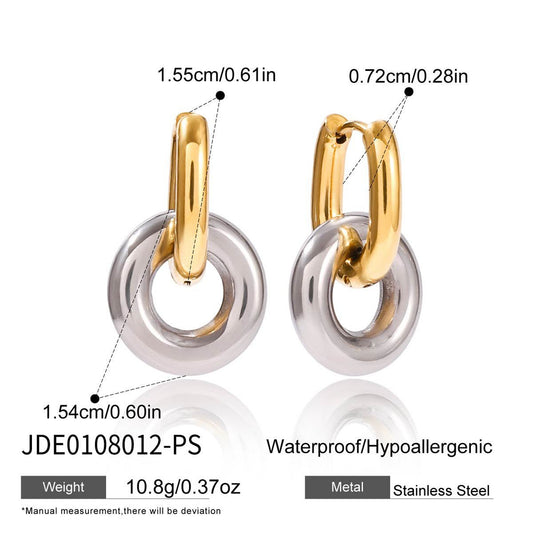 Titanium steel double hoop earrings, luxurious and high - end, colorfast earrings - Figgostyle