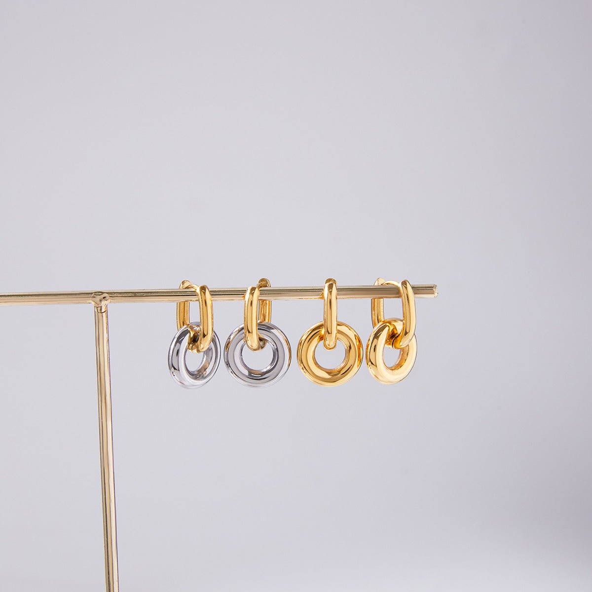 Titanium steel double hoop earrings, luxurious and high - end, colorfast earrings - Figgostyle