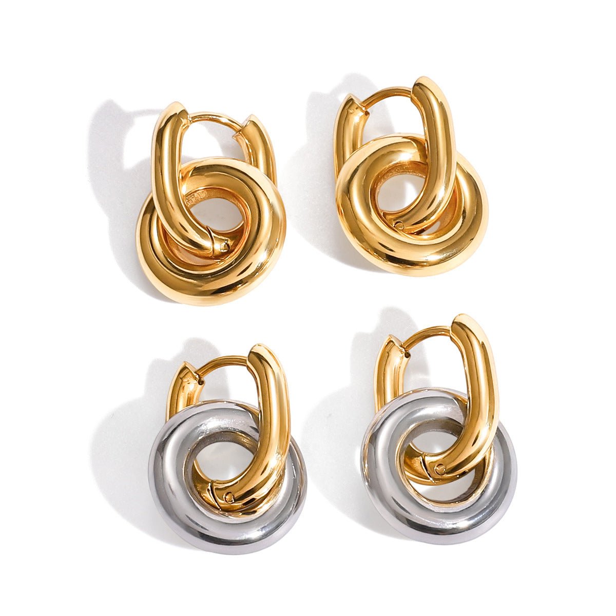 Titanium steel double hoop earrings, luxurious and high - end, colorfast earrings - Figgostyle