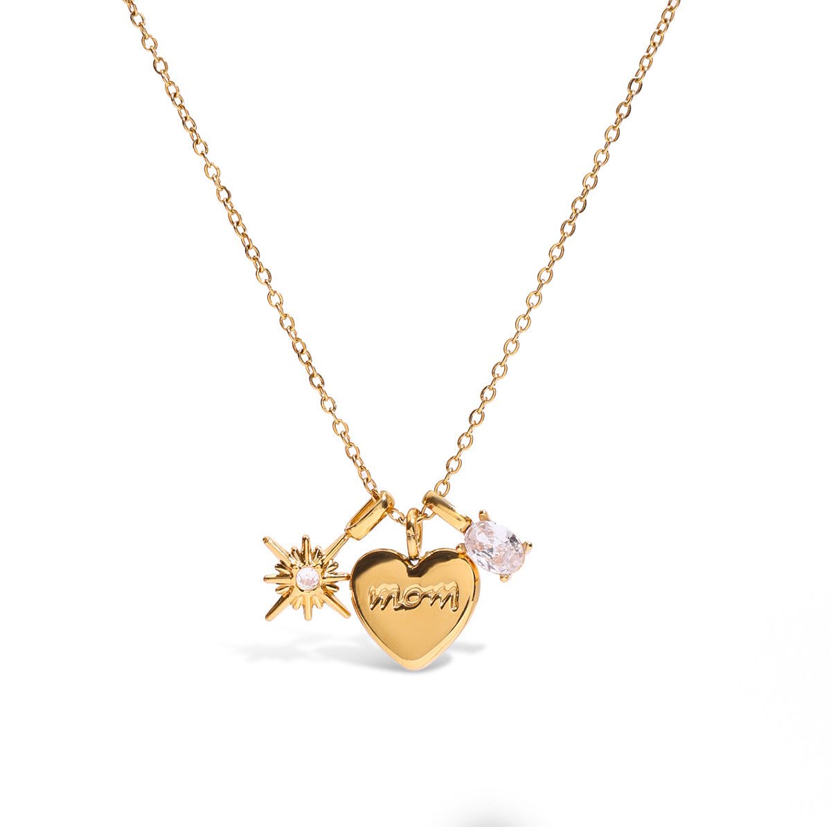 Titanium steel heart - shaped zircon necklace - Figgostyle