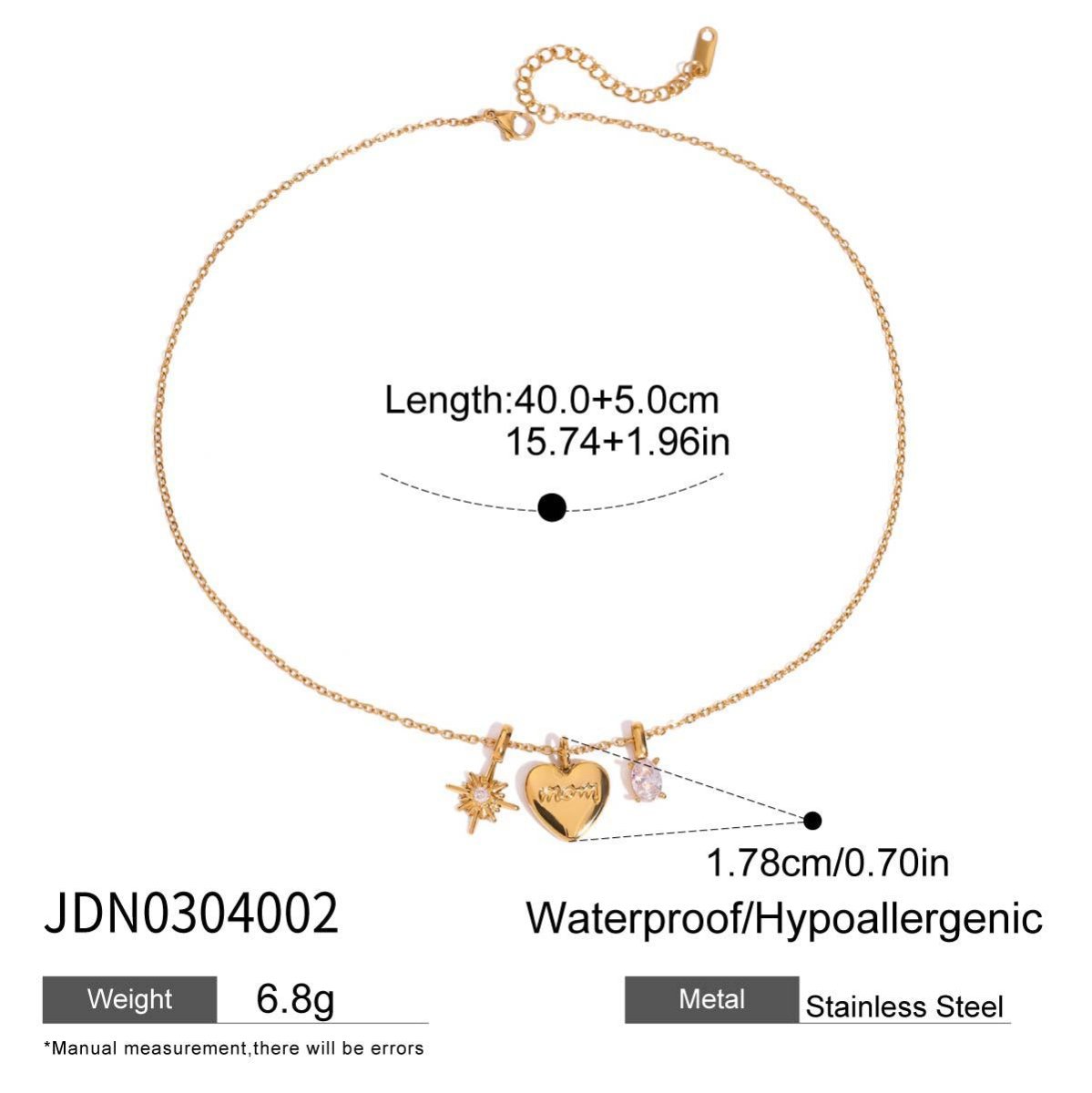 Titanium steel heart - shaped zircon necklace - Figgostyle