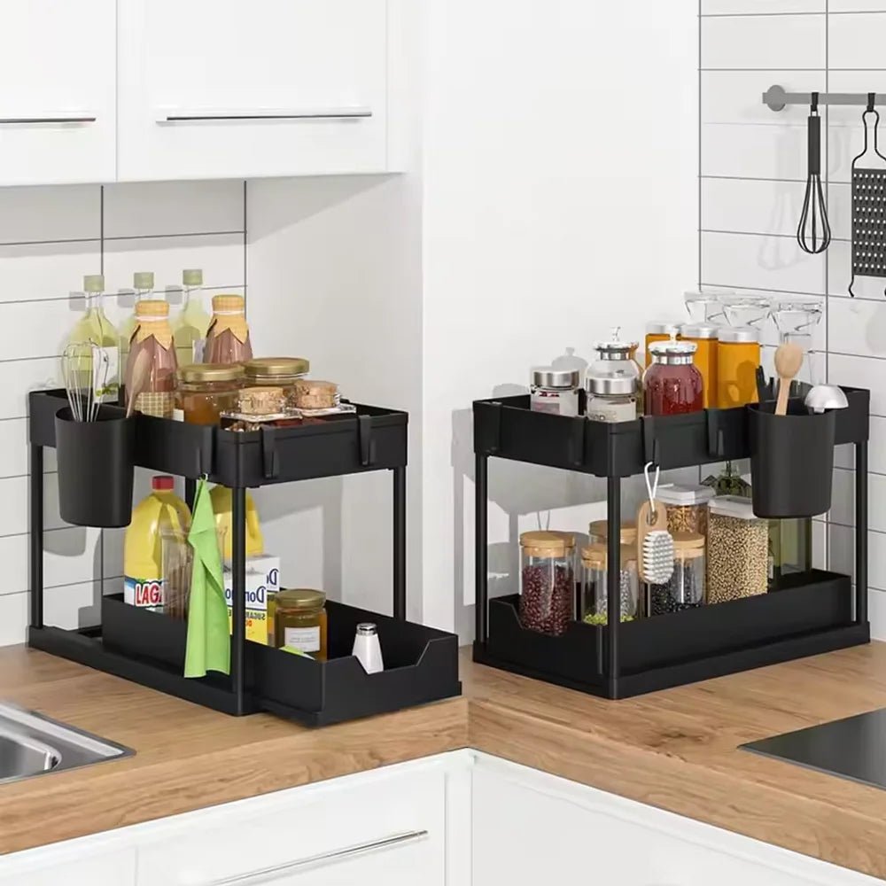 Under - Sink Pull - Out Storage Organizer: Slim Slide - Out Shelf for Kitchen Cabinets | Multi - Functional Space Saver Storage Rack - Figgostyle