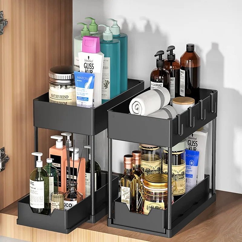 Under - Sink Pull - Out Storage Organizer: Slim Slide - Out Shelf for Kitchen Cabinets | Multi - Functional Space Saver Storage Rack - Figgostyle