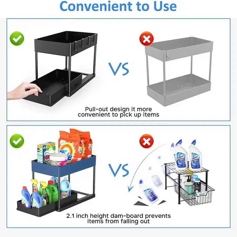 Under - Sink Pull - Out Storage Organizer: Slim Slide - Out Shelf for Kitchen Cabinets | Multi - Functional Space Saver Storage Rack - Figgostyle