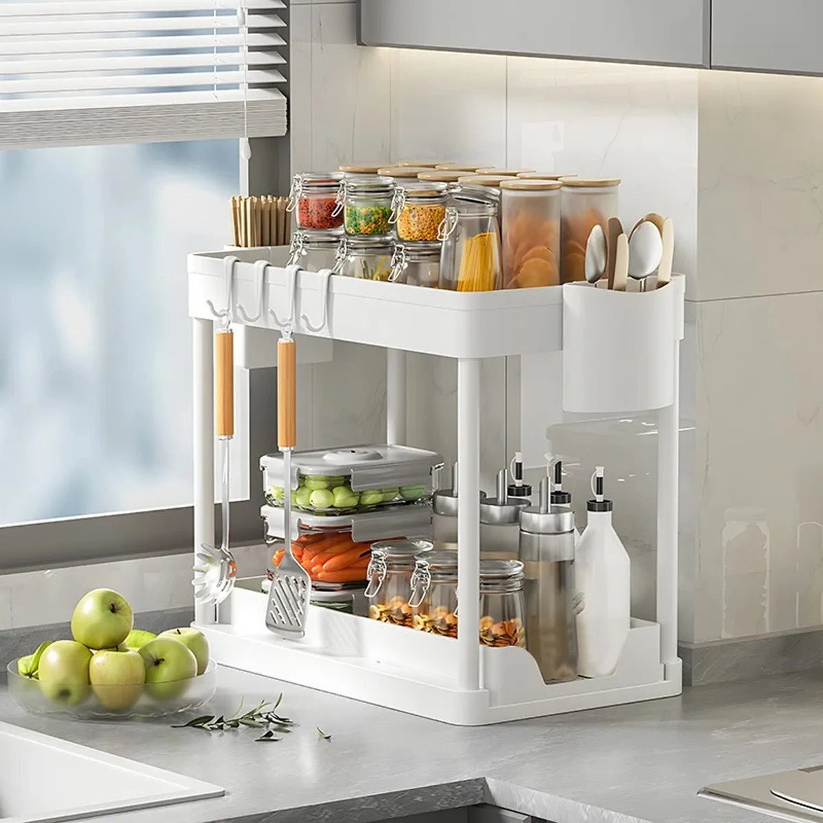 Under - Sink Pull - Out Storage Organizer: Slim Slide - Out Shelf for Kitchen Cabinets | Multi - Functional Space Saver Storage Rack - Figgostyle