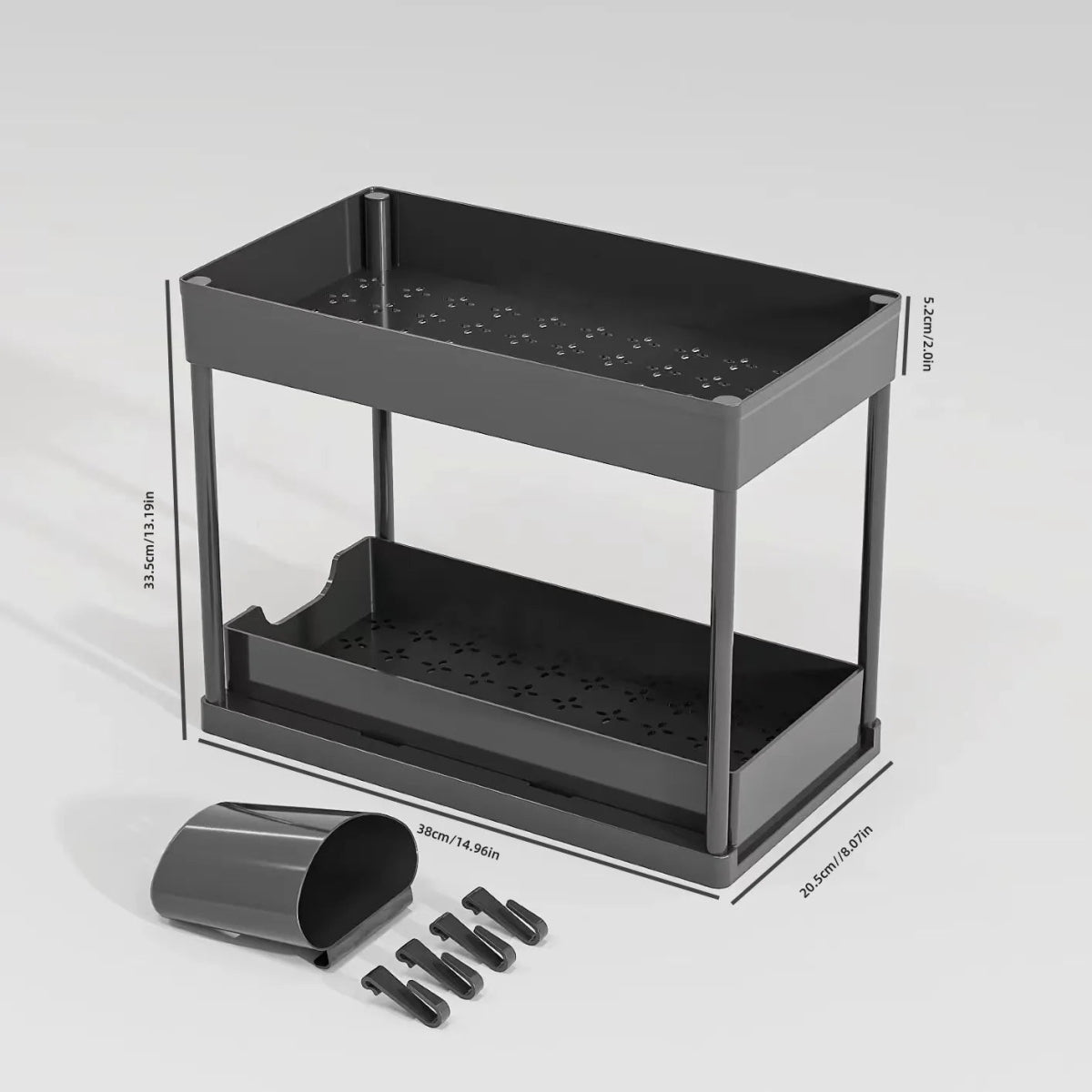 Under - Sink Pull - Out Storage Organizer: Slim Slide - Out Shelf for Kitchen Cabinets | Multi - Functional Space Saver Storage Rack - Figgostyle