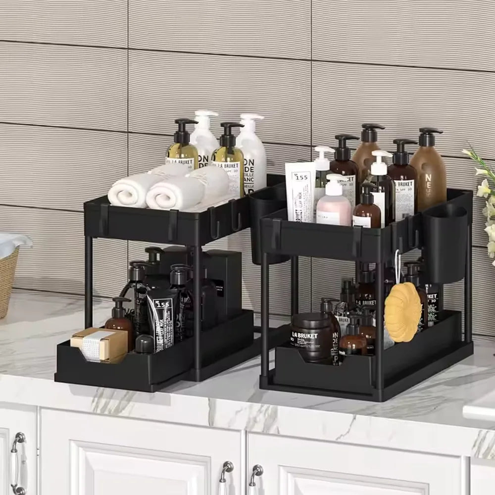 Under - Sink Pull - Out Storage Organizer: Slim Slide - Out Shelf for Kitchen Cabinets | Multi - Functional Space Saver Storage Rack - Figgostyle