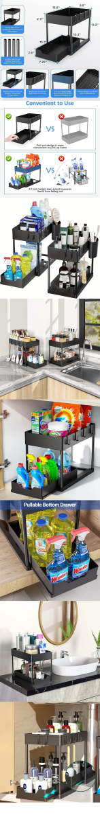 Under - Sink Pull - Out Storage Organizer: Slim Slide - Out Shelf for Kitchen Cabinets | Multi - Functional Space Saver Storage Rack - Figgostyle