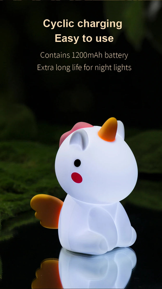 unicorn Cute Silicone LED Night Light For Kids children - Figgostyle