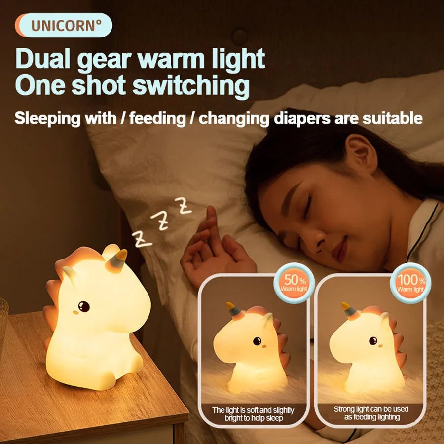 unicorn Cute Silicone LED Night Light For Kids children - Figgostyle