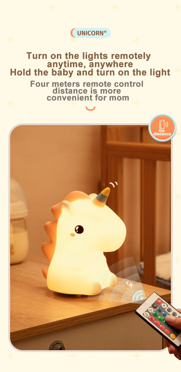 unicorn Cute Silicone LED Night Light For Kids children - Figgostyle