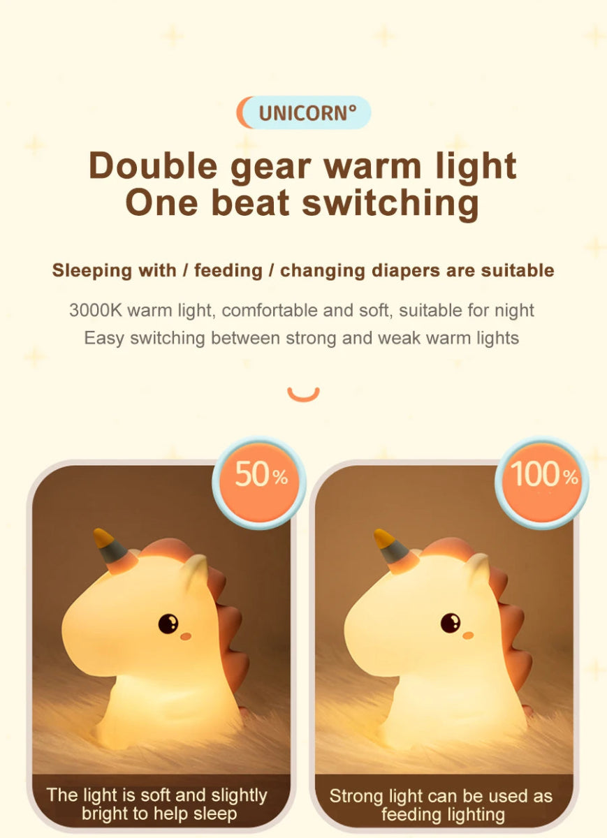 unicorn Cute Silicone LED Night Light For Kids children - Figgostyle