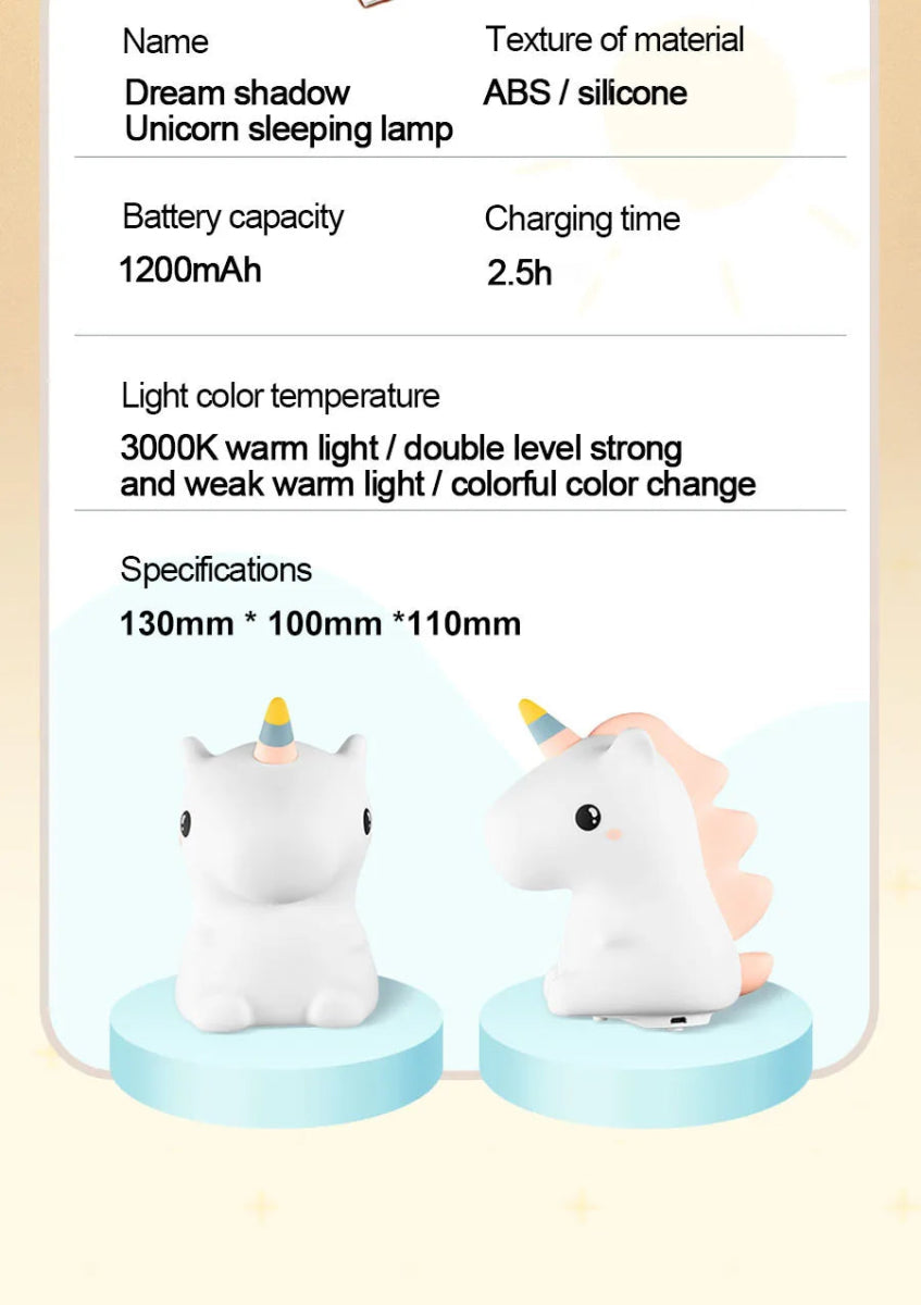 unicorn Cute Silicone LED Night Light For Kids children - Figgostyle