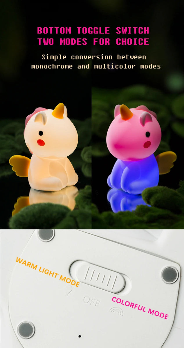 unicorn Cute Silicone LED Night Light For Kids children - Figgostyle