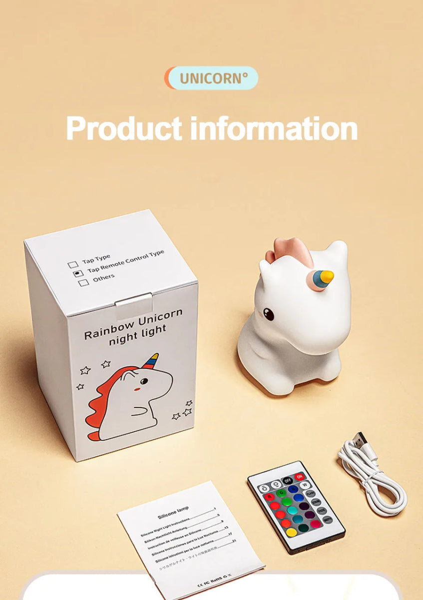 unicorn Cute Silicone LED Night Light For Kids children - Figgostyle