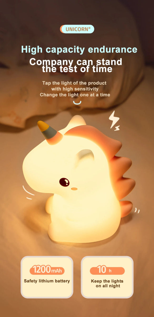 unicorn Cute Silicone LED Night Light For Kids children - Figgostyle