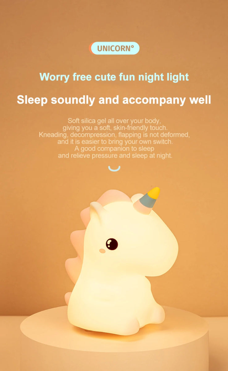 unicorn Cute Silicone LED Night Light For Kids children - Figgostyle