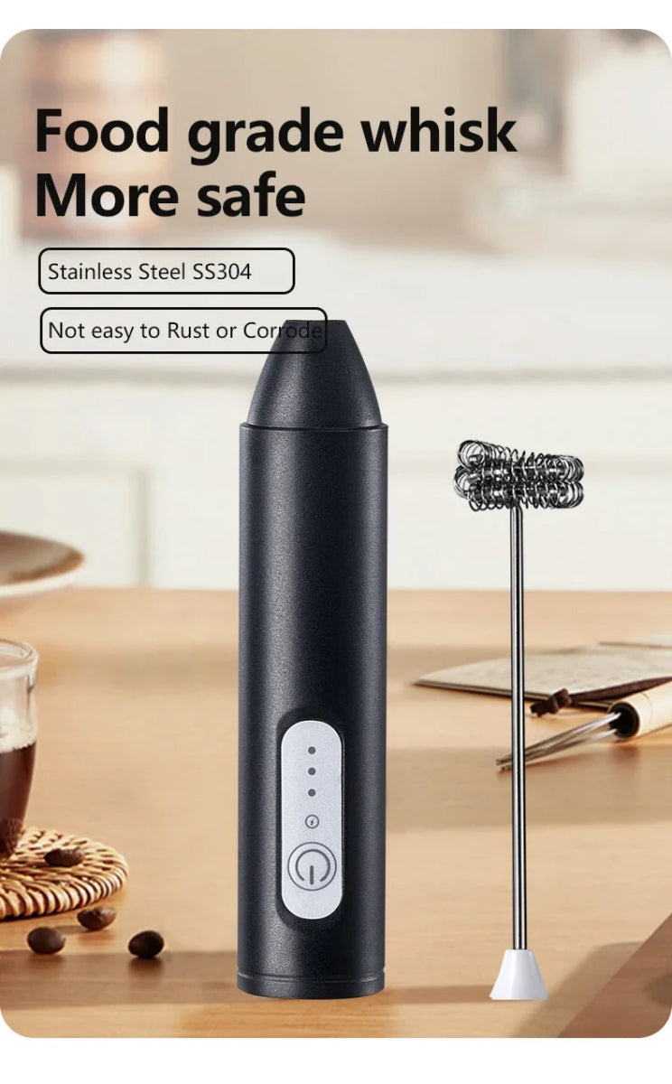 Wireless Milk Frother Electric Type - C Handheld Blender Stainless Steel Mini Coffee Maker Whisk Mixer For Coffee Cappuccino Cream - Figgostyle