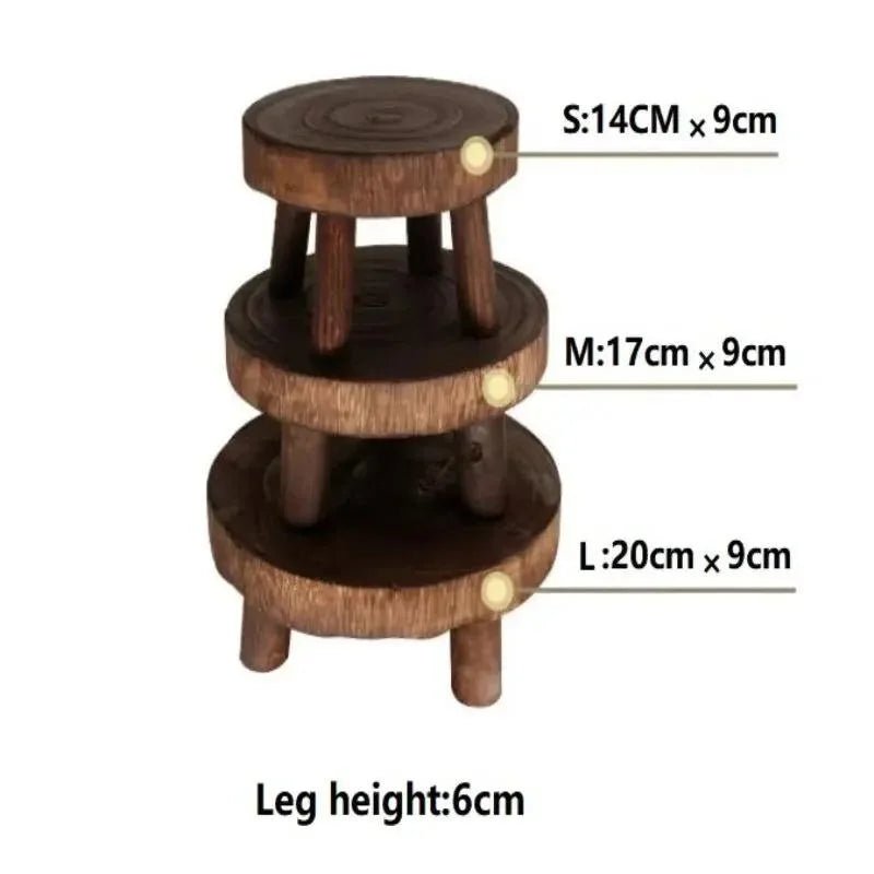 Wooden Plant Stand Flower Pot Base Holder Stool Indoor Outdoor Garden Succulent Pots Tray Flower Display Plant Stand SmallStool - Figgostyle