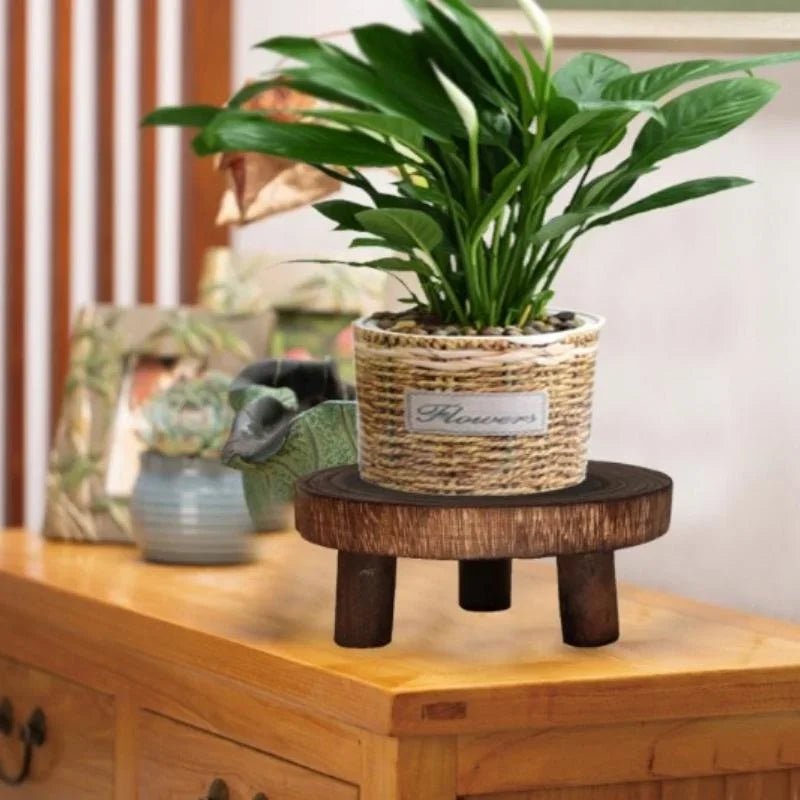 Wooden Plant Stand Flower Pot Base Holder Stool Indoor Outdoor Garden Succulent Pots Tray Flower Display Plant Stand SmallStool - Figgostyle