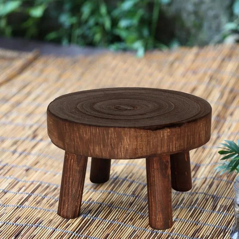 Wooden Plant Stand Flower Pot Base Holder Stool Indoor Outdoor Garden Succulent Pots Tray Flower Display Plant Stand SmallStool - Figgostyle