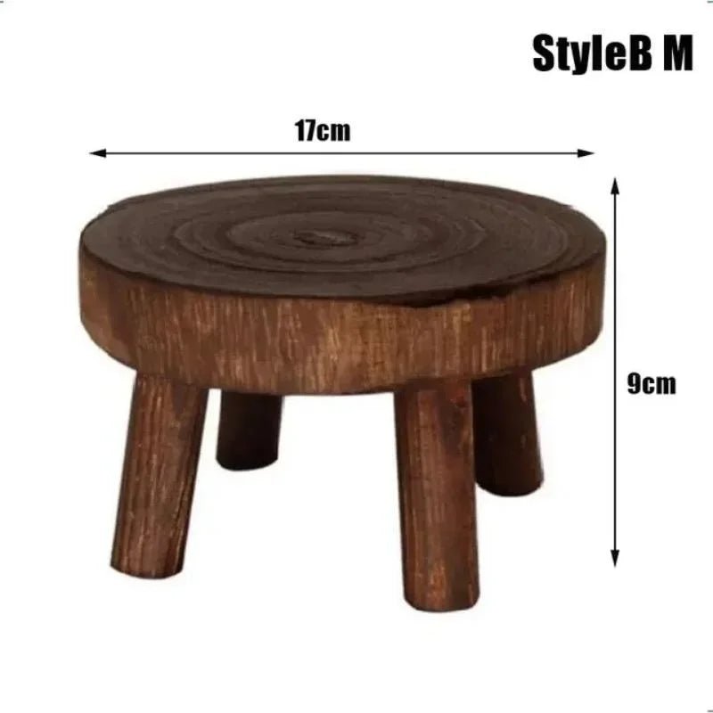 Wooden Plant Stand Flower Pot Base Holder Stool Indoor Outdoor Garden Succulent Pots Tray Flower Display Plant Stand SmallStool - Figgostyle