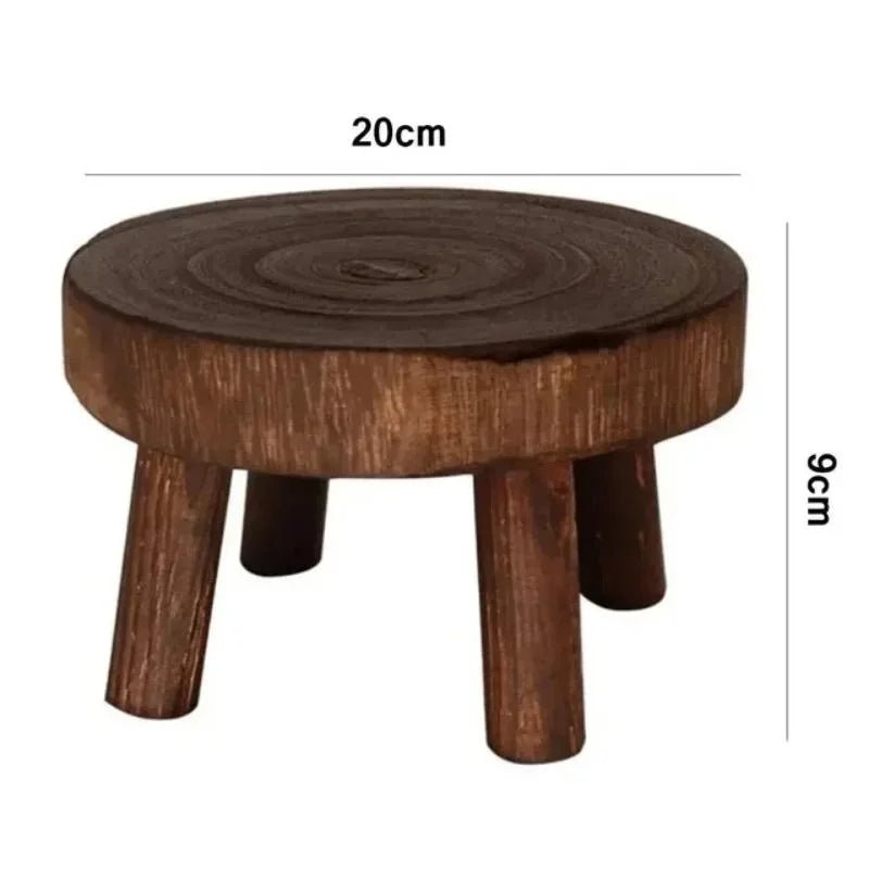 Wooden Plant Stand Flower Pot Base Holder Stool Indoor Outdoor Garden Succulent Pots Tray Flower Display Plant Stand SmallStool - Figgostyle