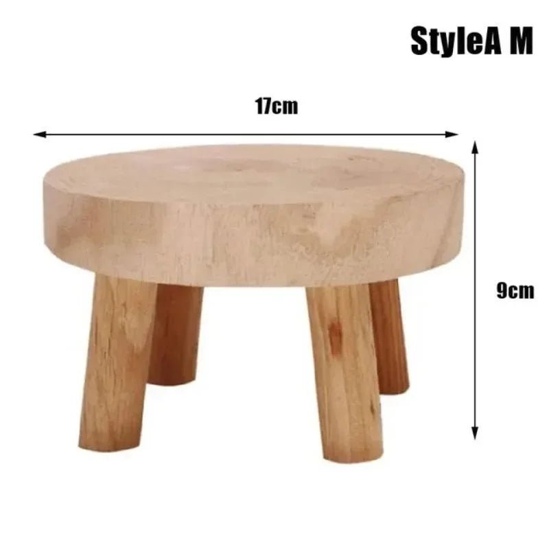 Wooden Plant Stand Flower Pot Base Holder Stool Indoor Outdoor Garden Succulent Pots Tray Flower Display Plant Stand SmallStool - Figgostyle