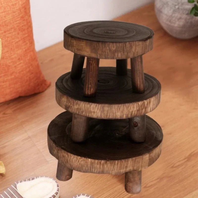 Wooden Plant Stand Flower Pot Base Holder Stool Indoor Outdoor Garden Succulent Pots Tray Flower Display Plant Stand SmallStool - Figgostyle