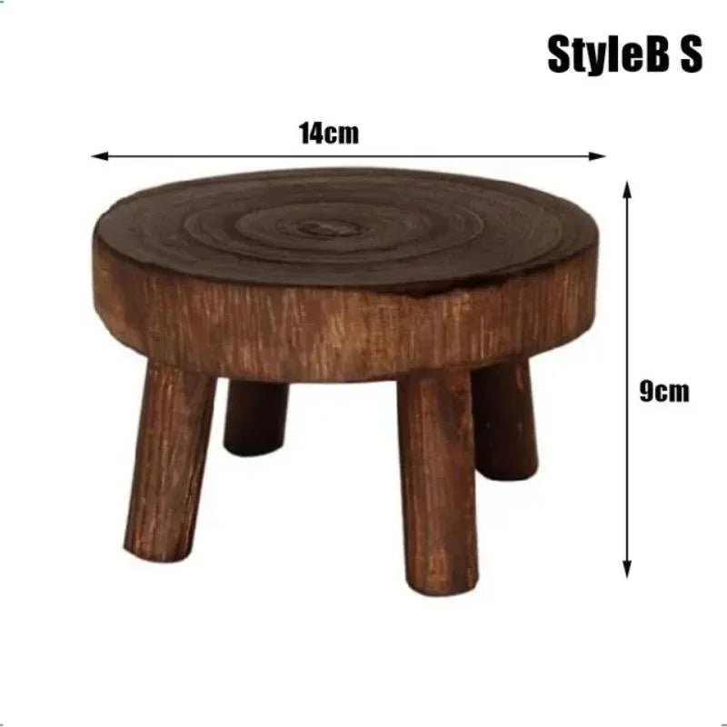 Wooden Plant Stand Flower Pot Base Holder Stool Indoor Outdoor Garden Succulent Pots Tray Flower Display Plant Stand SmallStool - Figgostyle