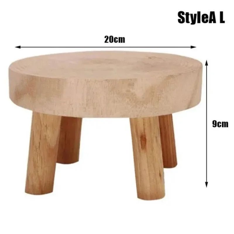 Wooden Plant Stand Flower Pot Base Holder Stool Indoor Outdoor Garden Succulent Pots Tray Flower Display Plant Stand SmallStool - Figgostyle