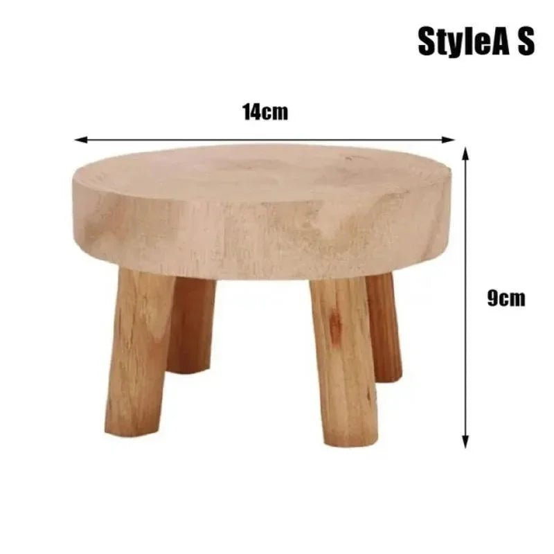 Wooden Plant Stand Flower Pot Base Holder Stool Indoor Outdoor Garden Succulent Pots Tray Flower Display Plant Stand SmallStool - Figgostyle